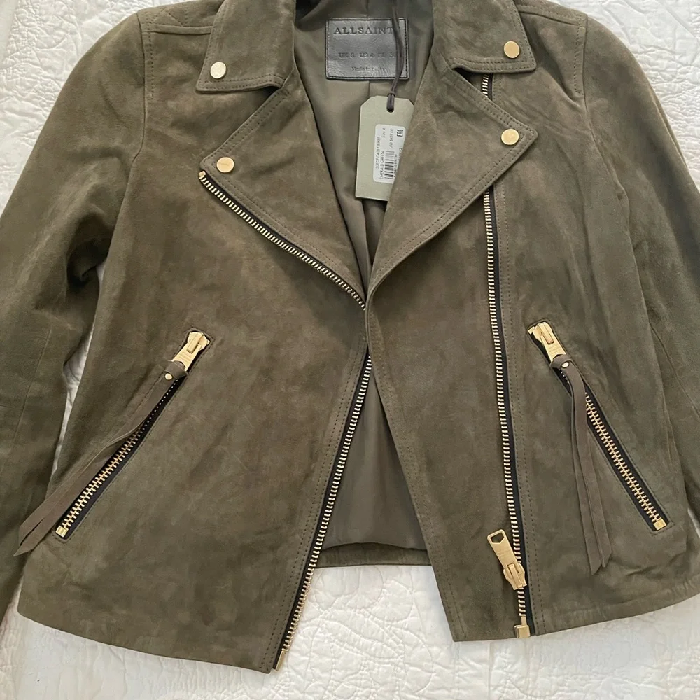 ALLSAINTS Suede Dalby Biker Leather Jacket Brand anew with Tags, US Size 4 - Picture 6 of 9